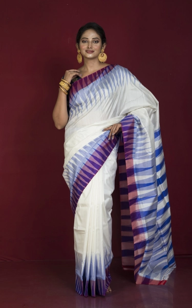 Bishnupuri Double Ikkat Pure Silk Saree