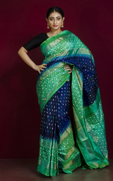 Designer Skirt Border Ikkat Pochampally Silk Saree