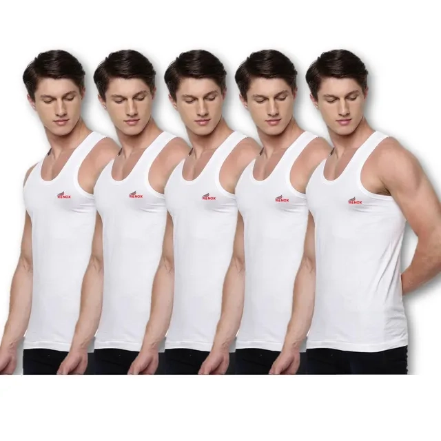 Pack of Five White Cotton Vests