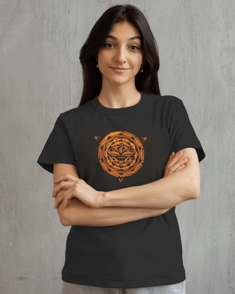 Women’s Graphics Printed Pure Cotton Black T-shirt