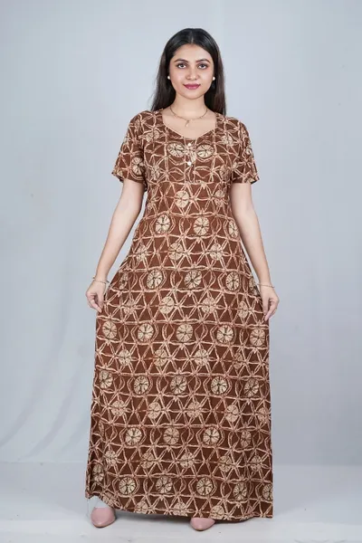 Good Point  Stylish Women Brown Colour Rayon Nighty