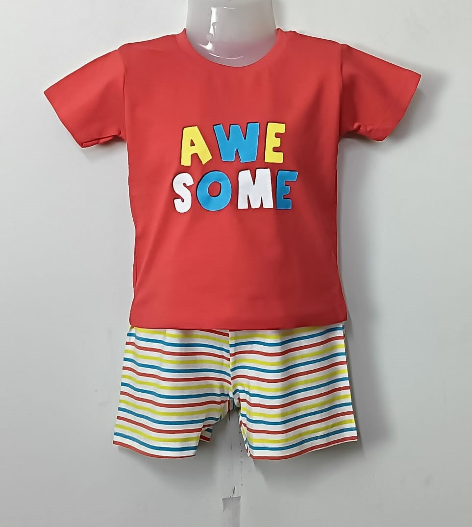 Baby Boys Graphic Printed Pure Cotton T-shirt Short Pant