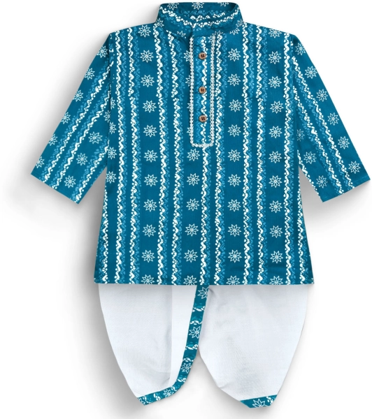 Baby Boys Ethnic Cotton Printed Dhoti Kurta Set