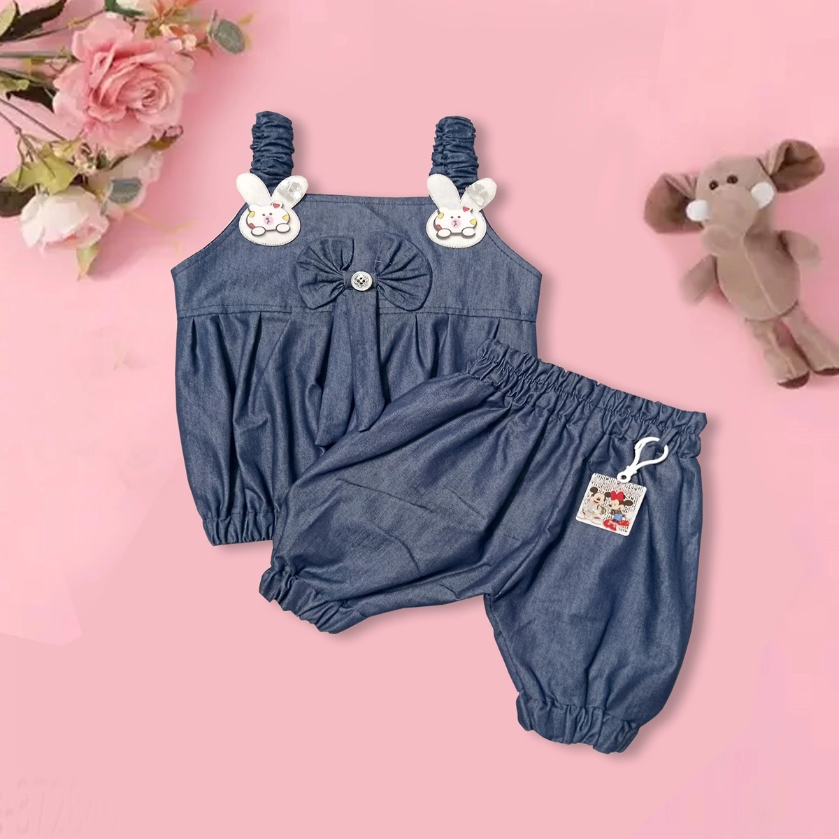 Fancy Elegant Kids Blue Color Top-Pant Set