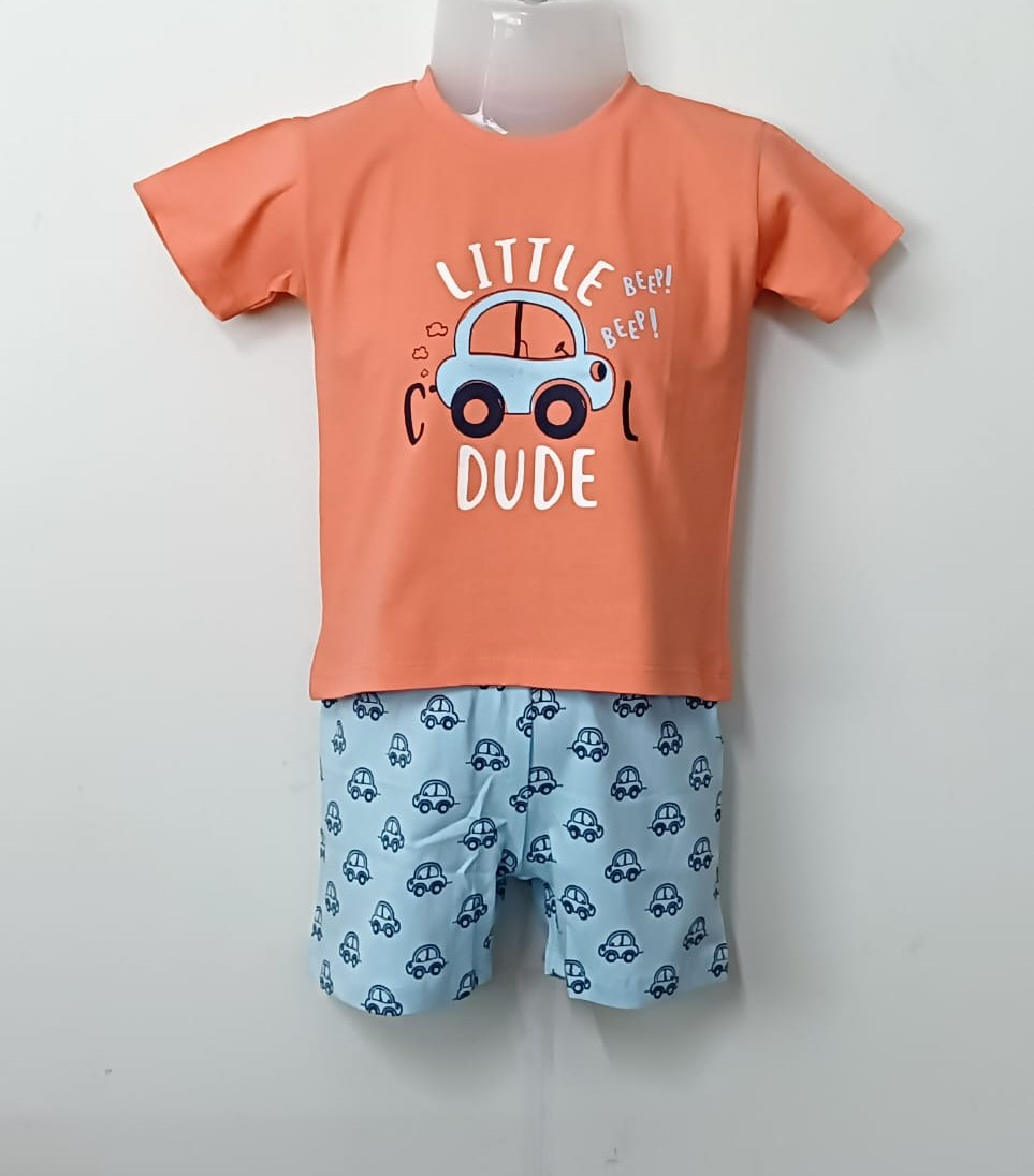 Baby Boys Graphic Printed Pure Cotton T-shirt Short Pant