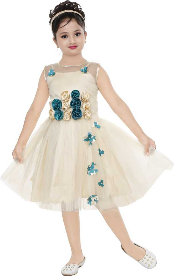 Baby Girl Green Flower Frock with Sequinns Embroidery