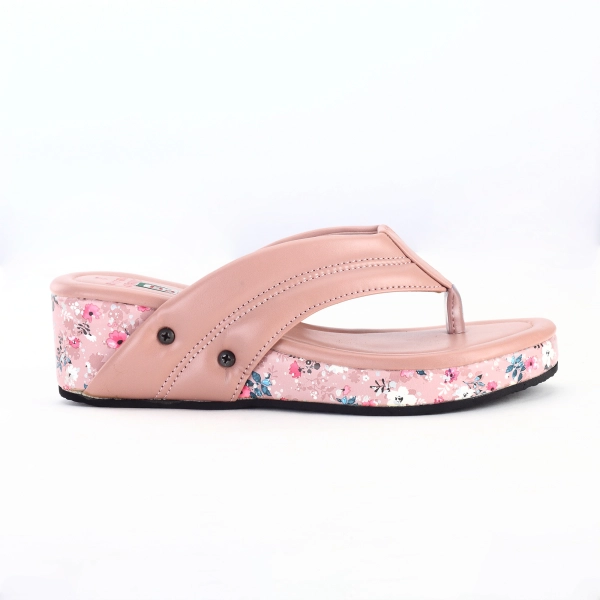 Ladies Pink Open Toe Platform Heel