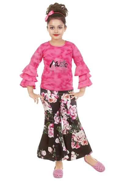 girls party wear   Pink Color Beautiful top pant Set