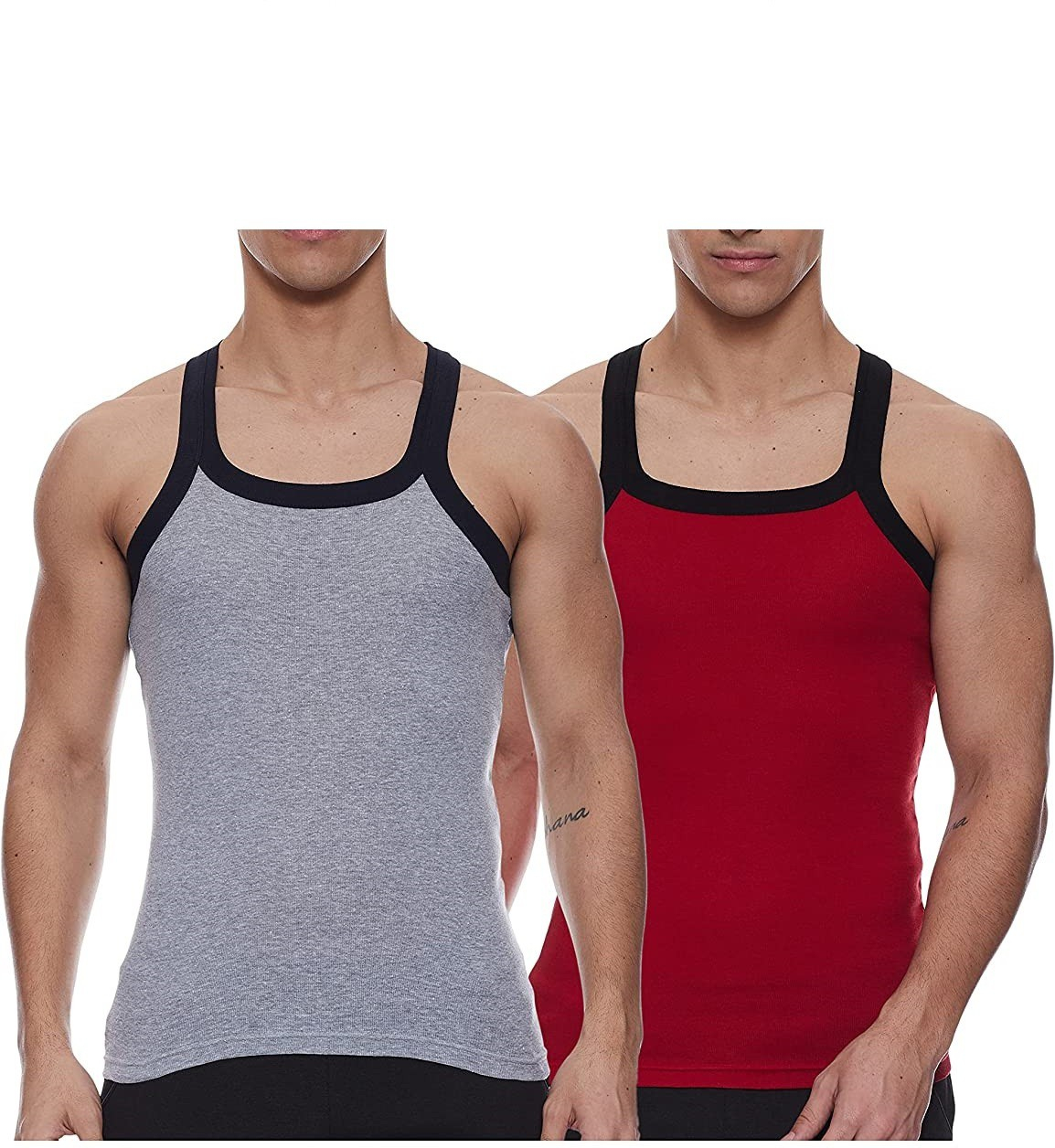 Multicolor Cotton Fabric Sleeveless Vest for Man (Pack of 2)