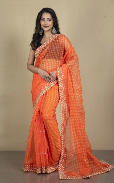 Bold and Fashionable Soft Organza Zardozi Silk Saree