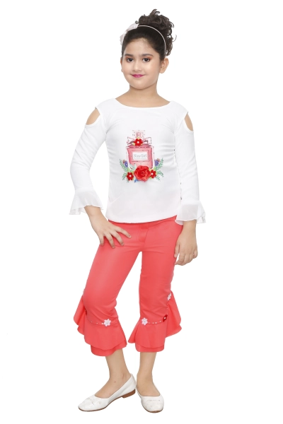 Crepe Fabic Peach Color Readymade Top and Bottom Clothing Set