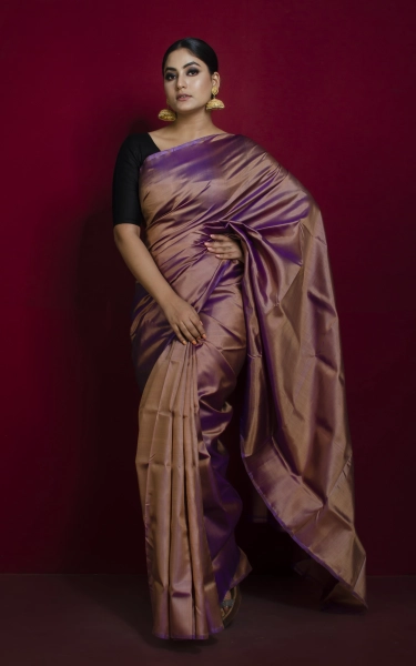 Soft Bishnupuri Dual Tone Katan Silk Saree