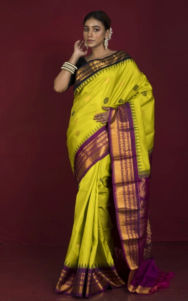 Exclusive Woven Ganga Jamuna Border Gadwal Silk Saree