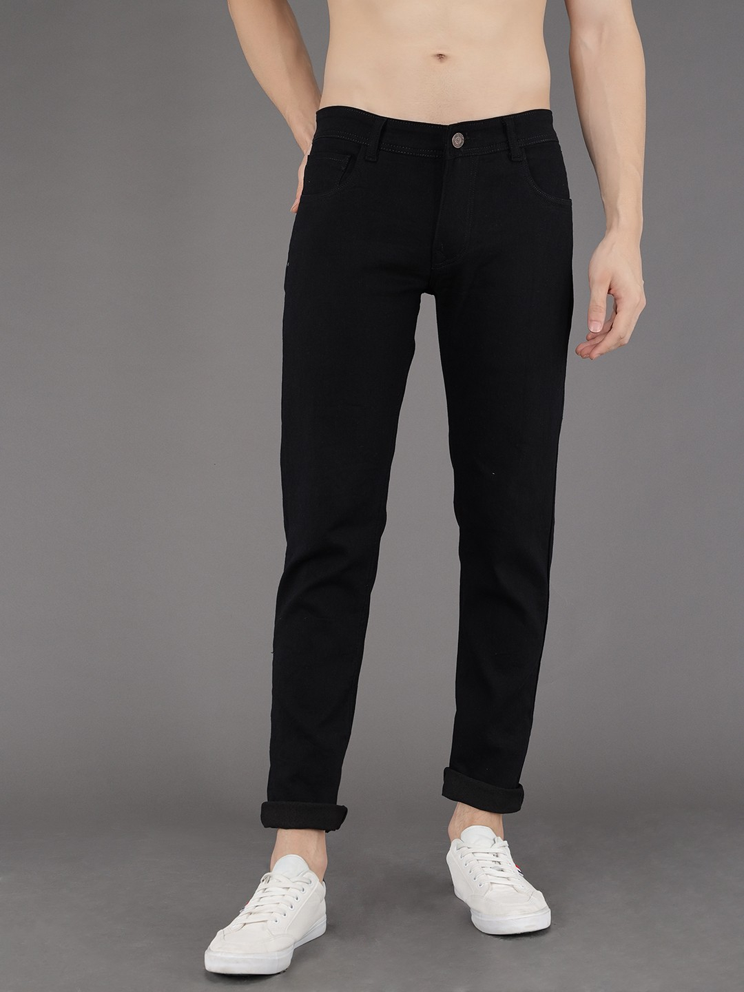 Podge Slim Fit Black Jeans For Men