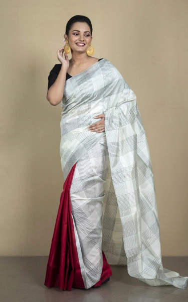 Half and Half Soft Bishnupuri Designer Katan Silk Saree