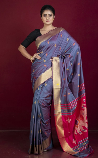 Biswa Bangla Bishnupuri Semi Katan Silk Saree