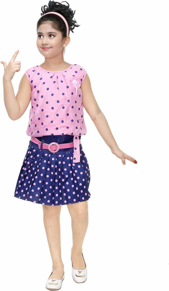 Pink Bobby Top Skirt For Girls