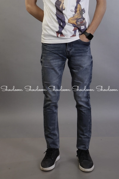 Men’s Slim Fit Mid Rise Denim Faded Blue Jeans