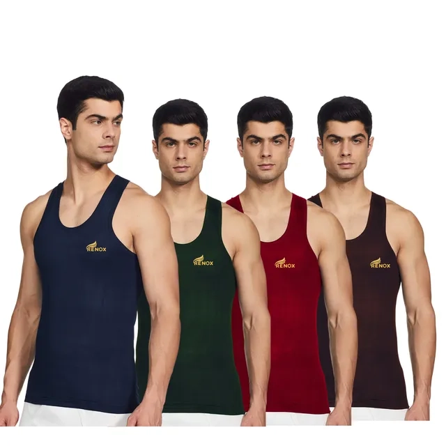 Pack of Four Multicolour Cotton Vests