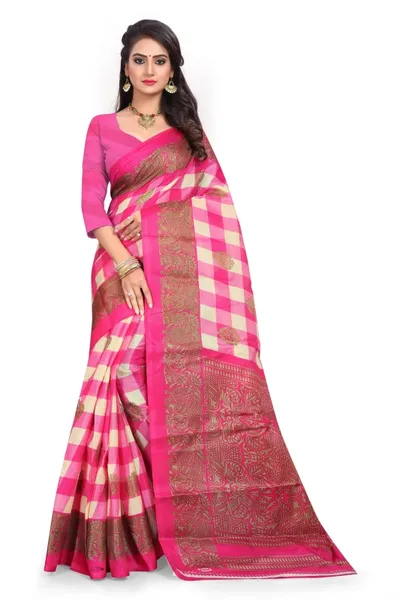 SVB Saree  Pink Khadi Silk Saree With Blouse Piece