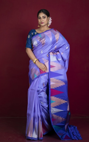 Exclusive Mahapar Crowned Temple Border Gadwal Silk Saree