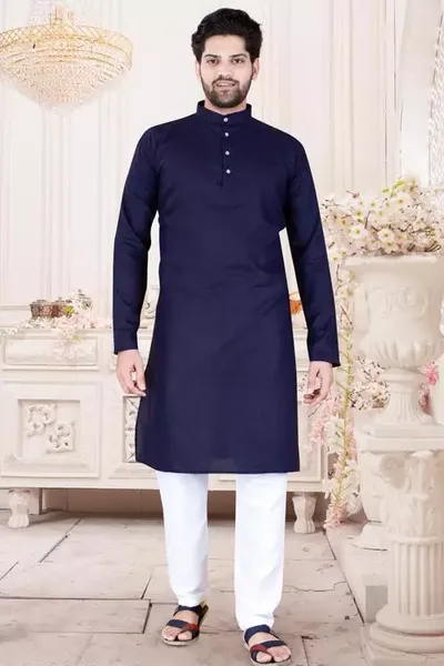 Mens Straigth Kurta Pajama Combo Set In 100% Cotton