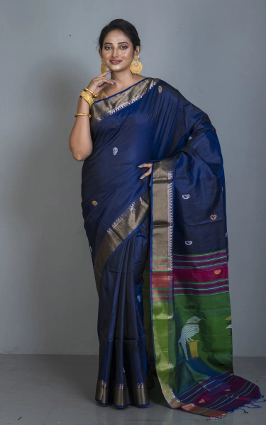 Handwoven Bishnupuri Kalakshetra Katan Silk Saree