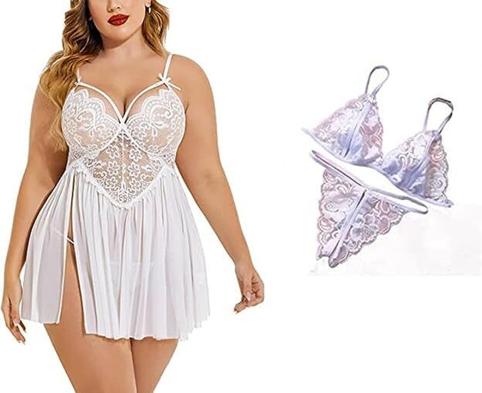 SassyTouch Self Design Babydoll Dress With Panty