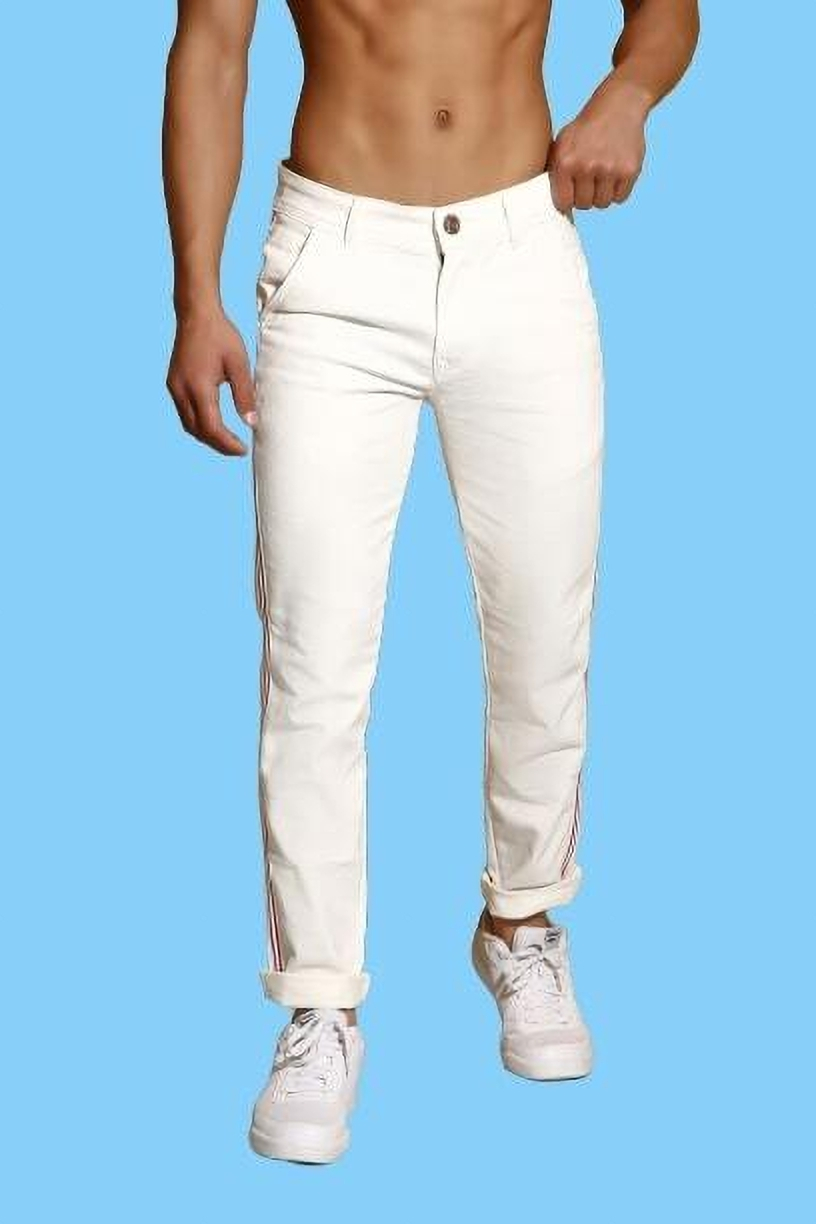 Podge Slim Fit White Men's Jeans