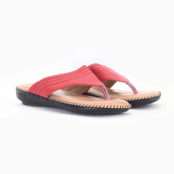 Cream And Maroon Coloured Doctor Sole Sandal For Ladies