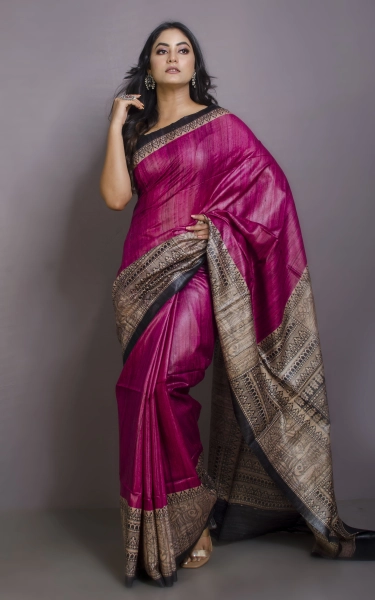 Soft Tussar Gicha Kalamkari Saree