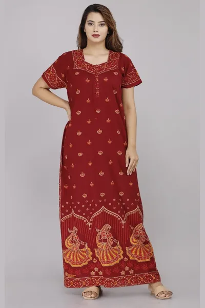 Premium Cotton Deepak Print Nighty