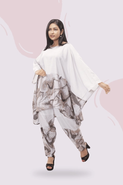 Chattan Oversized Drape Top with Harem Pant