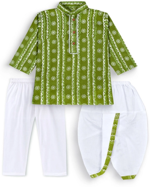 Baby Boys Ethnic Cotton Printed Dhoti Kurta Set