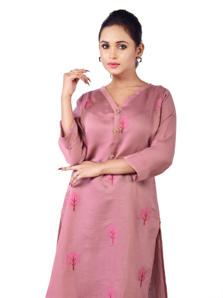 Women Fancy Embroidery Cotton Long Kurti