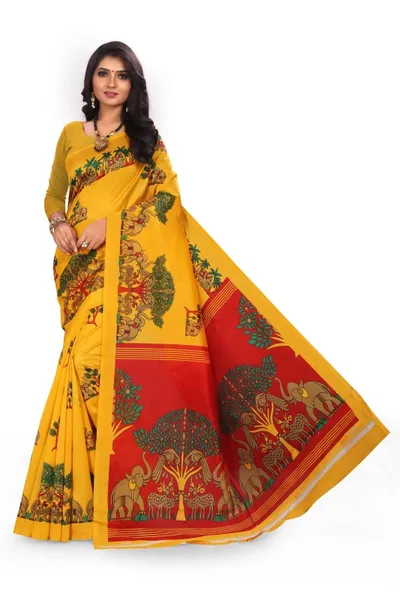 SVB Saree  Yellow Mysore Silk Saree With Blouse Piece