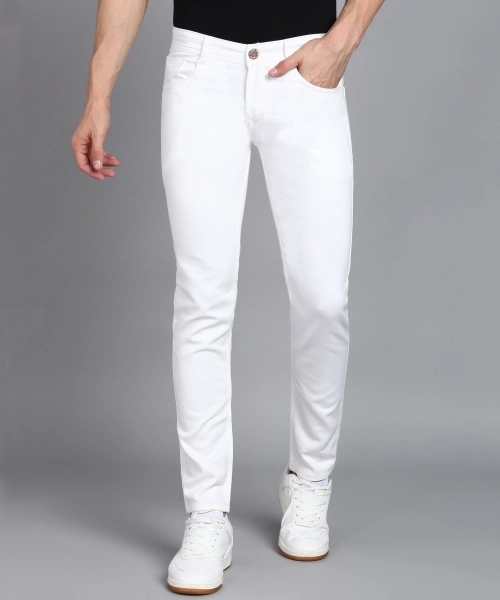 Podge Slim Fit White Jeans For Men