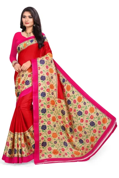 SVB Saree  Red Khadi Silk Saree With Blouse Piece