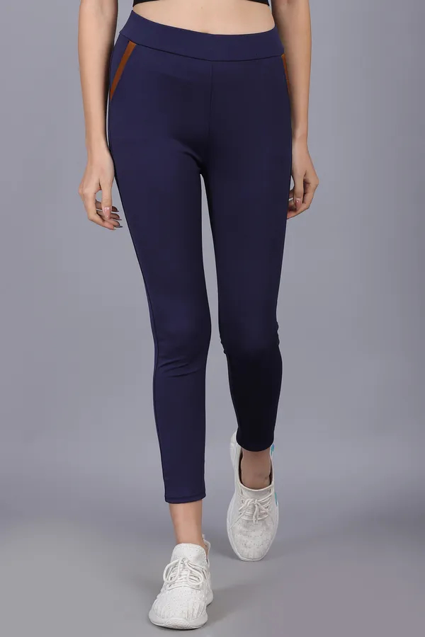 Women's Stretch Fit Navy Blue Color Yoga Pants