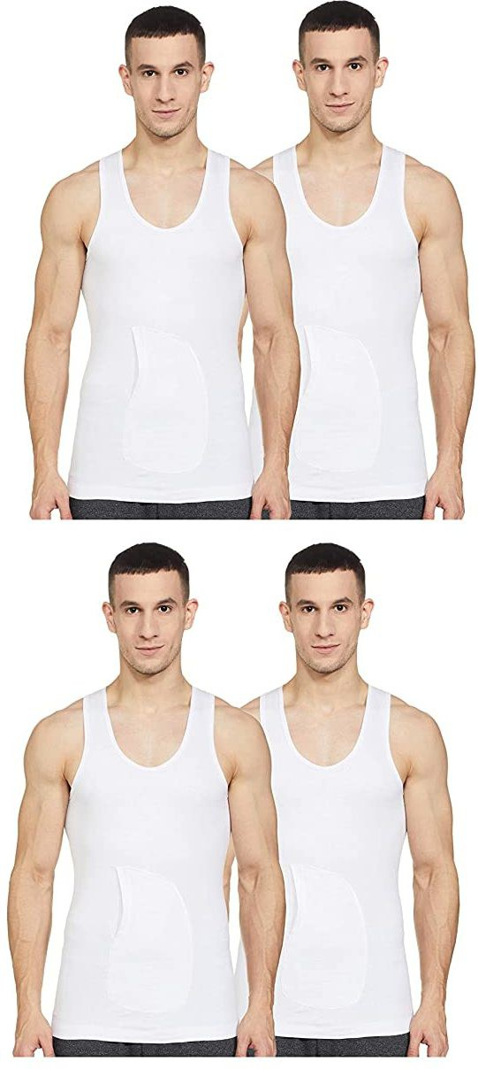 WHITE SLEEVELESS VEST FOR MEN'S (PACK OF 4)